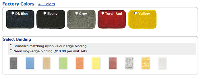 Floor Mat Color Selector