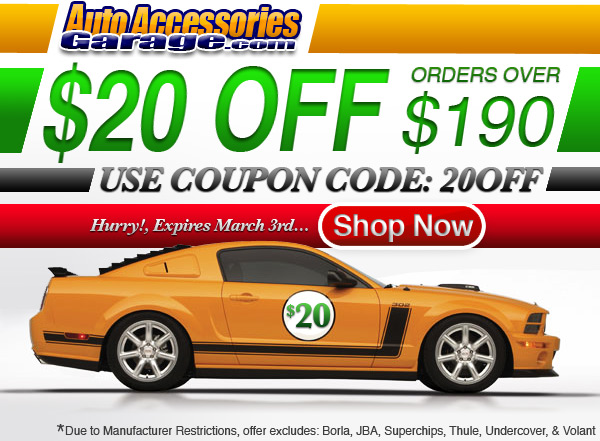 $20 Off Orders Over $190 at Auto Accessories Garage
