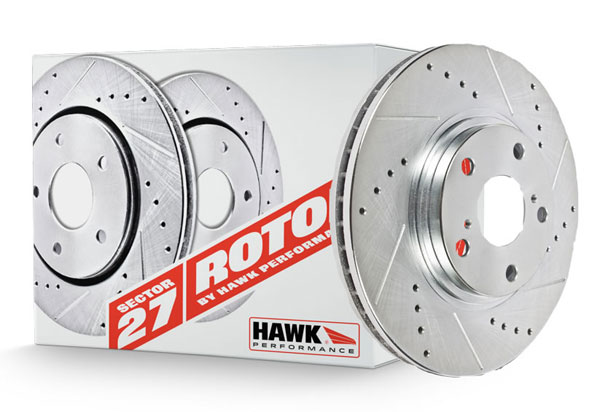 Hawk Sector 27 Drilled and Slotted Rotors