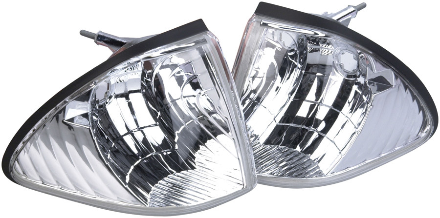 GTRacers Front Parking Bumper Lights – 2005-2009 Ford Mustang – Black Housing Clear Lens – Amber Reflector – Halogen