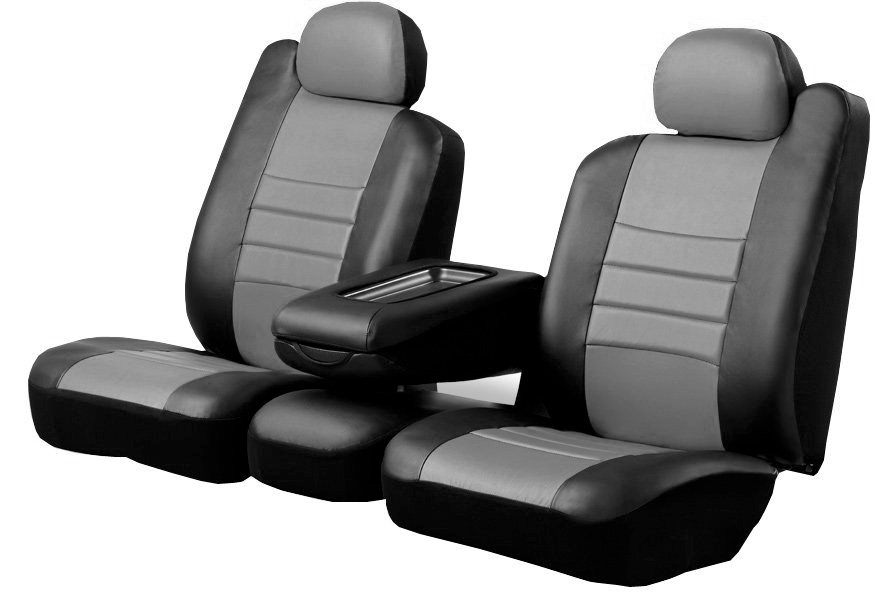 Black w/Gray Center Panel Fia SL62-92 GRAY Custom Fit Rear Seat Cover Split Seat 60/40 Leatherette, 