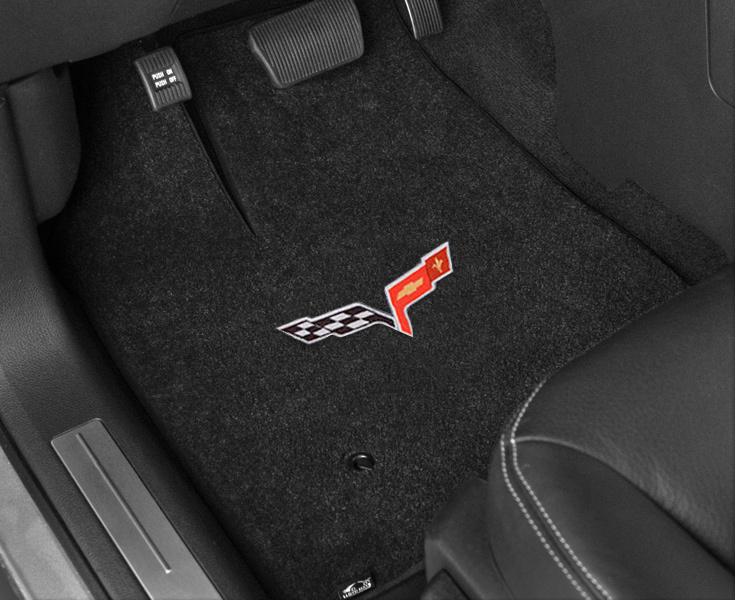 LLOYD Velourtex EBONY Floor Mats For 2010-2013 C6 Corvette – Red Grand Sport Logos