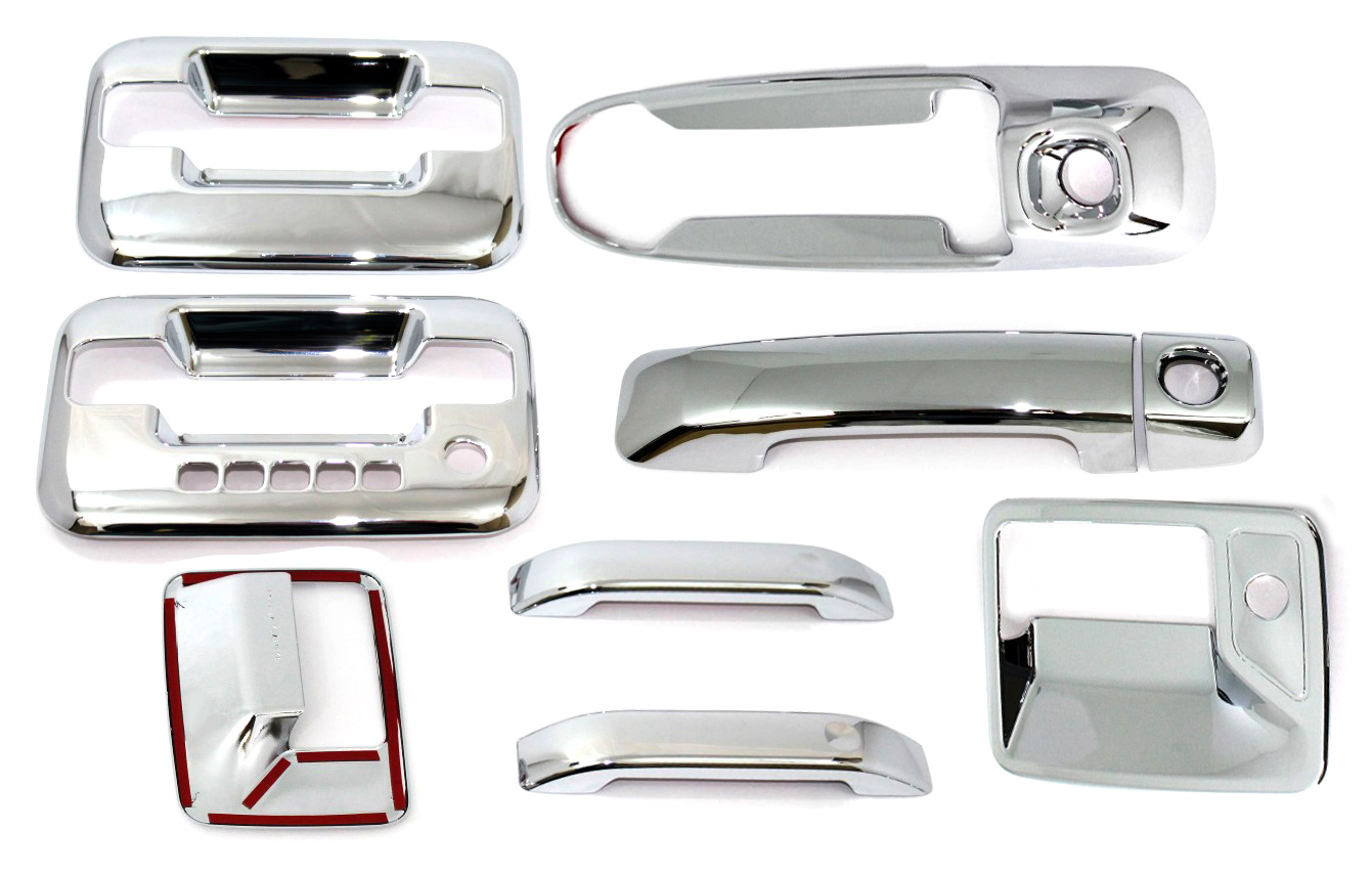2 Door Handle Cover Tailgate Handle Without Camera Hole Cover for 07-13 Toyota Tundra Razer Auto Triple Chrome Plated Mirror Cover 