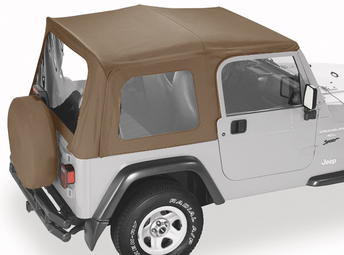  Pavement Ends by Bestop 51197-35 Black Diamond Replay  Replacement Soft Top Tinted Back Windows with Upper Door Skins for  1997-2006 Jeep Wrangler : Automotive