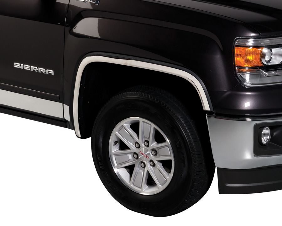 Image is representative of Putco Stainless Steel Fender Trim.<br/>Due to variations in monitor settings and differences in vehicle models, your specific part number (97290) may vary.