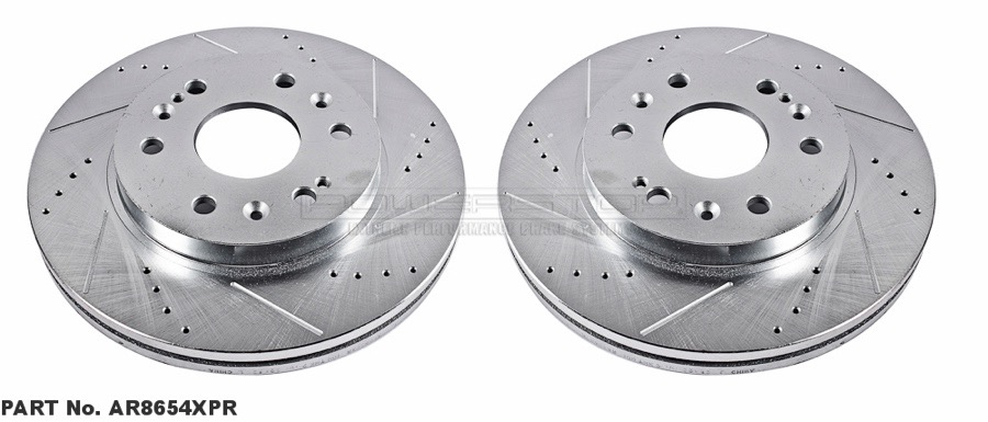 Image is representative of Power Stop Evolution Cross-Drilled and Slotted Rotors.<br/>Due to variations in monitor settings and differences in vehicle models, your specific part number (AR8654XPR) may vary.