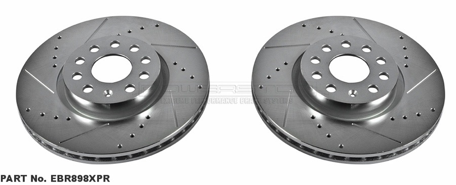 Image is representative of Power Stop Evolution Cross-Drilled and Slotted Rotors.<br/>Due to variations in monitor settings and differences in vehicle models, your specific part number (EBR898XPR) may vary.