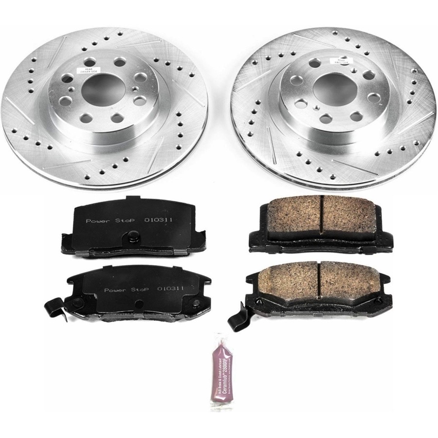 Power Stop K624 Rear Z23 Evolution Brake Kit with Drilled/Slotted Rotors and Ceramic Brake Pads 
