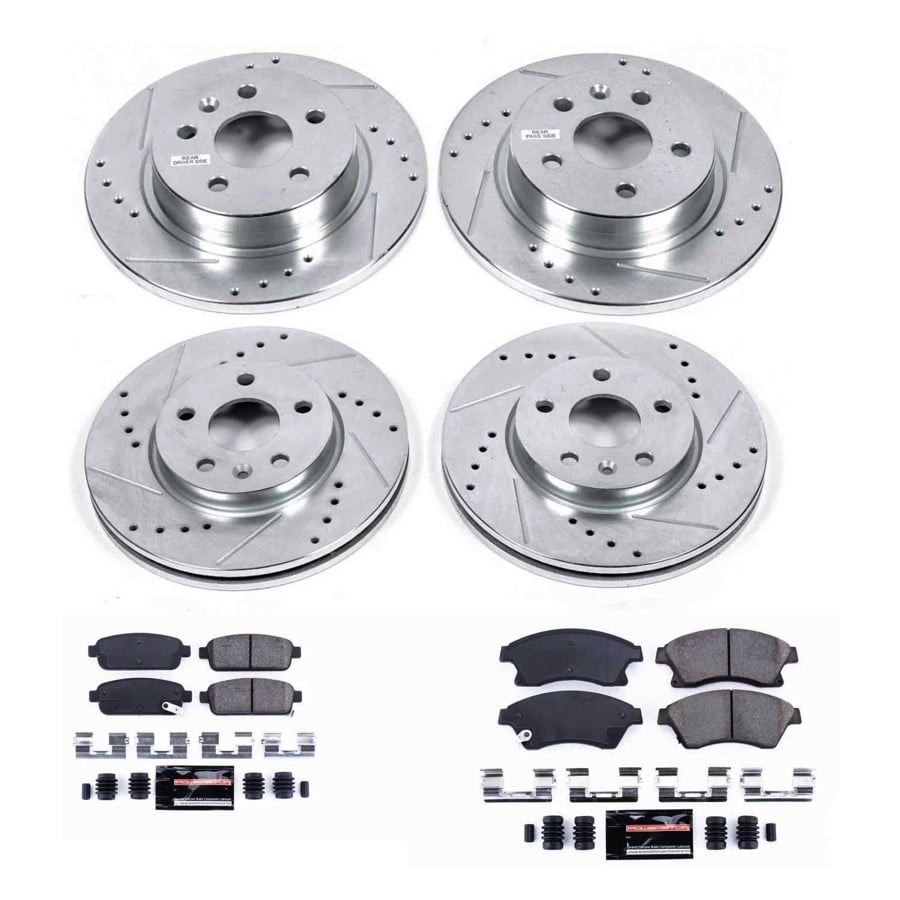 Power Stop K5551 Front and Rear Z23 Evolution Brake Kit with Drilled/Slotted Rotors and Ceramic Brake Pads 