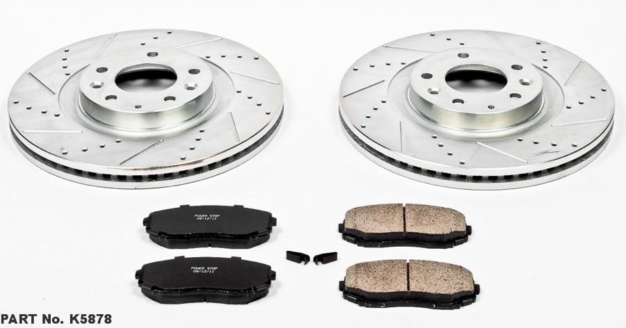 Power Stop K5879 Front and Rear Z23 Evolution Brake Kit with Drilled/Slotted Rotors and Ceramic Brake Pads