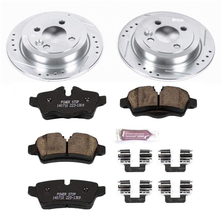 Power Stop K6320 Front & Rear Brake Kit with Drilled/Slotted Brake Rotors and Z23 Evolution Ceramic Brake Pads Power Stop K6320 Front & Rear Brake Kit with Drilled/Slotted Brake Rotors and Z23 Evolution Ceramic Brake Pads